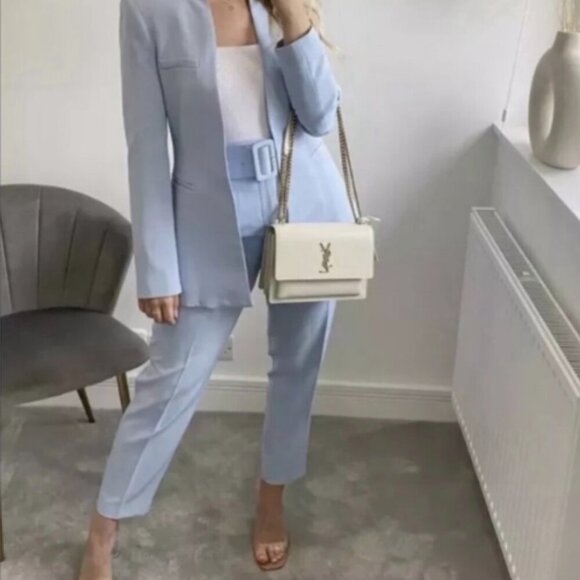 Zara Bloggers Fav Lapelless Fitted Blazer Blue M - Picture 9 of 16